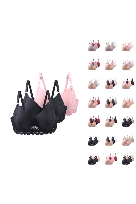 3 Pack Lace Bras for Women Comfortable Semi Sheer Adjustable Strap Racerback Bralette Cute Everyday Bra