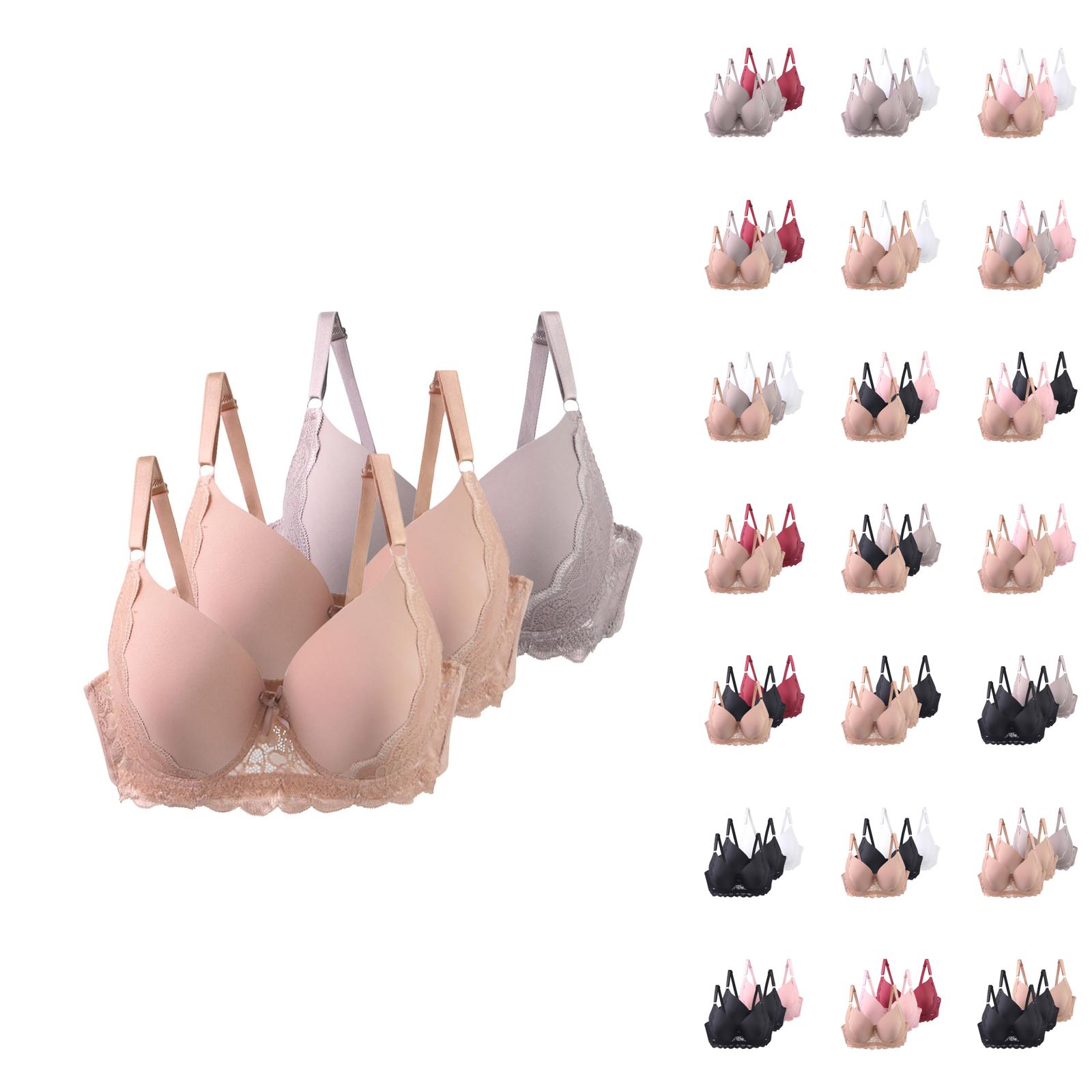 3 Pack Lace Bras for Women Comfortable Semi Sheer Adjustable Strap ...