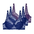 thumbnail image 1 of 3 Pack Lace Bras for Women Full Coverage Push Up Everyday Bra with High Impact Support Underwire, 1 of 4