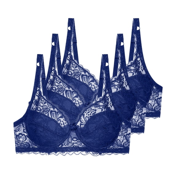 3 Pack Lace Bras for Women Full Coverage Push Up Everyday Bra with Underwire High Impact Support