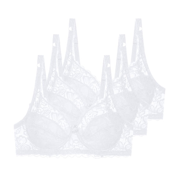 3 Pack Lace Bras for Women Full Coverage Push Up Everyday Bra with Underwire High Impact Support