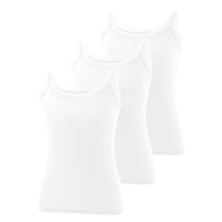 3 Pack Lace Camisole Tank Tops for Women V Neck Soft Ribbed Cotton