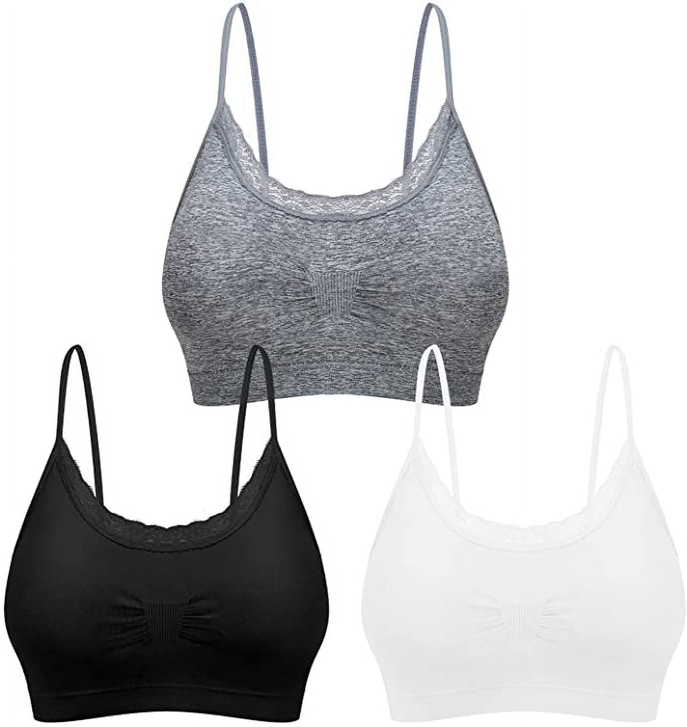 3 Pack Lace Padded Sports Bra Bralettes Tank Tops for Women Wirefree  Comfort Yoga Cami Bras A-S 
