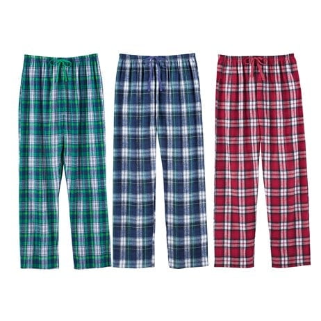 3 Pack Ladies Cozy Flannel Pajama Pants Type Misses Size X Large Color Green Navy Red