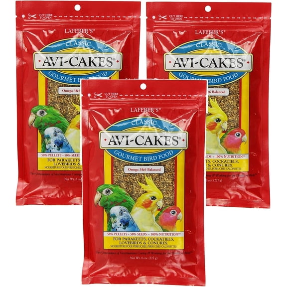 (3 Pack) Lafeber's Original Flavor Avi-Cakes for Parakeets, Cockatiels & Conures