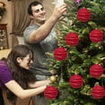 thumbnail image 1 of 3-Pack Large 15cm Red Flocked Christmas Ornament Balls, Shatterproof Hanging Decor for Xmas Tree, Wedding & Holiday Party Decoration (Kid & Pet Safe) Red, 1 of 6