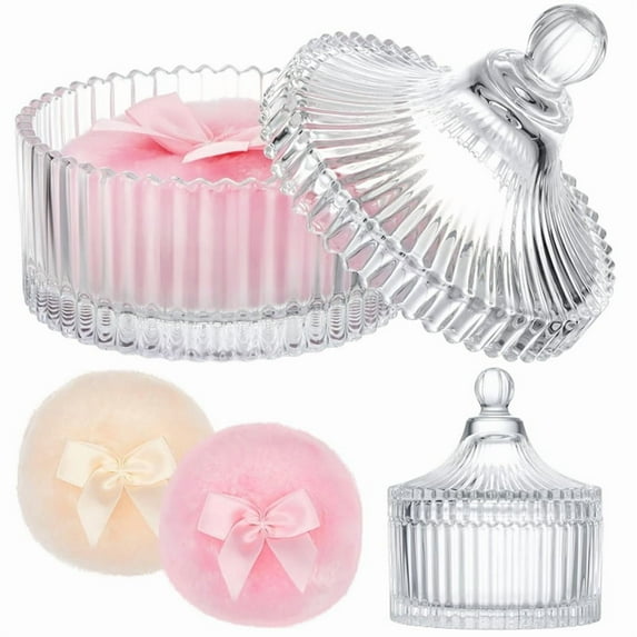 3 Pack Large Body Puffsand Containers Powder Containers with Bubble PuffsCrystal Containers Soft plastic As Shown,3 * powder puff