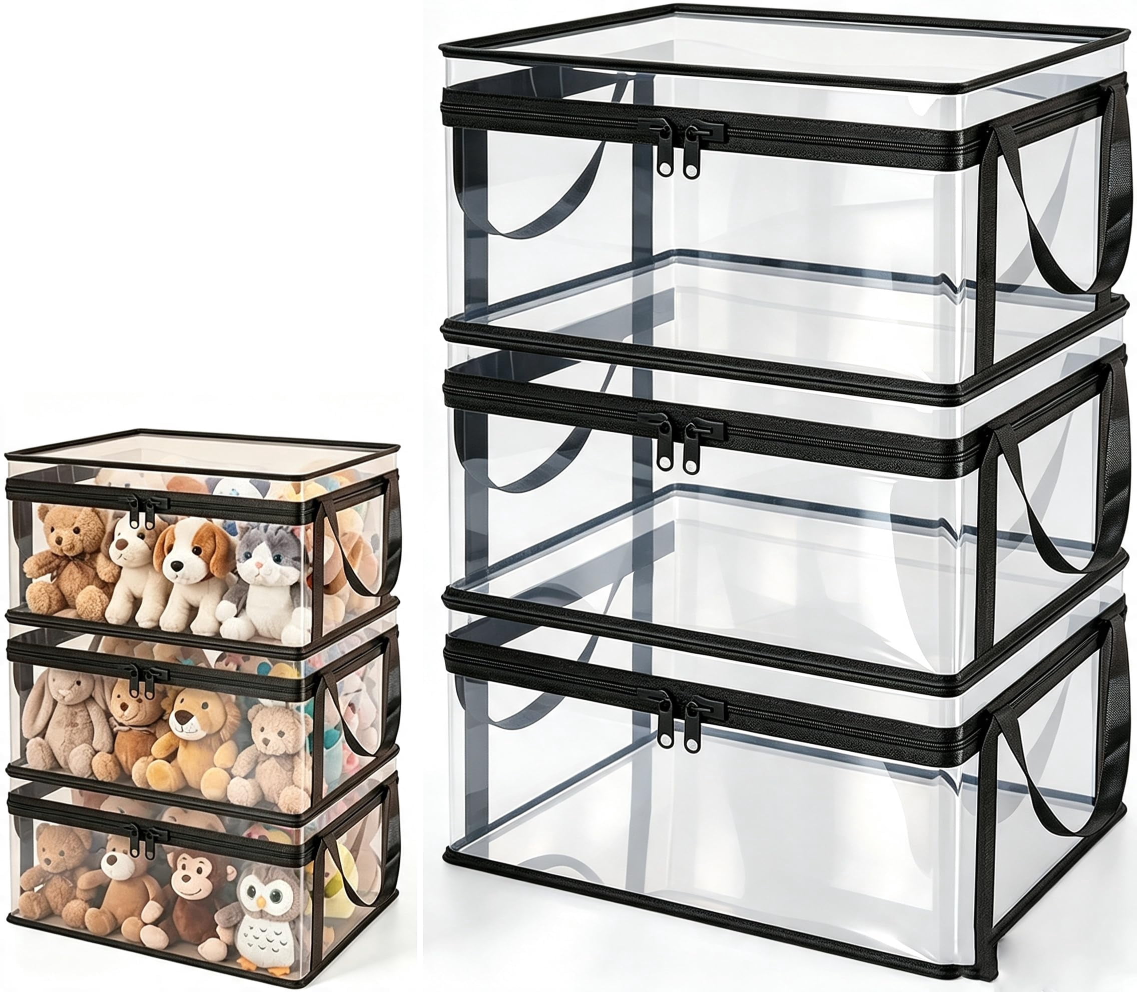 3 Pack Large Clear Plastic Storage Box with Lid,Heavy Duty Transparent ...