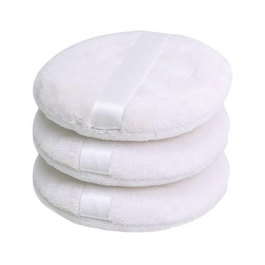 3-Pack Large Cotton Powder Puffs - 3.5" Washable Body & Face Powder Applicators for Loose Makeup