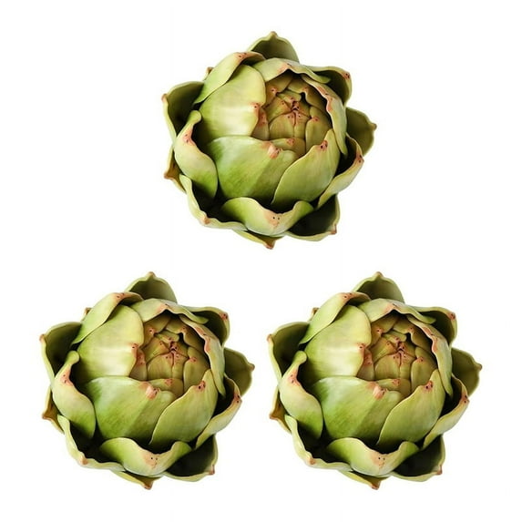 3-Pack Large Green Faux Artichokes - Artificial Vegetables and Fake Fruits for Kitchen Decorations (Green)$$Home Decor, Kitchen, & Other