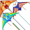 thumbnail image 1 of 3 Pack Large Kites-Delta Multicolor Kite Warm and Cold Color, Easy to Fly for Kids and Adults with 300ft Kite String Each Handle  for Outdoor Games and Activities, 1 of 8
