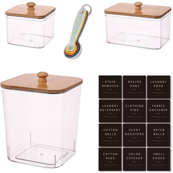 3 Pack Large Laundry Pods Container Laundry Room Organization Containers Storage Dryer Sheet Holder with Lids and Labels for Laundry Pods Laundry Detergent Dry Sheet Organizing