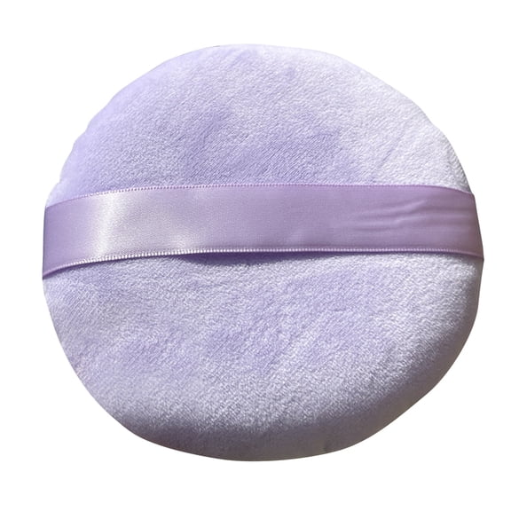 3-Pack Large Loose Powder Cushion Puff — Pure Cotton Powder Puff Applicator for Loose Powder, Body Powder & Foundation — 4.13 Inches — White & Light Purple — Reusable & Washable