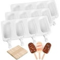 thumbnail image 1 of 3 Pack Large Popsicle Molds 4 Cavities Cake Pop Silicone Molds Oval Ice Cream Cakesicle Molds for Chocolate Baking with 100 Wooden Sticks, 1 of 6