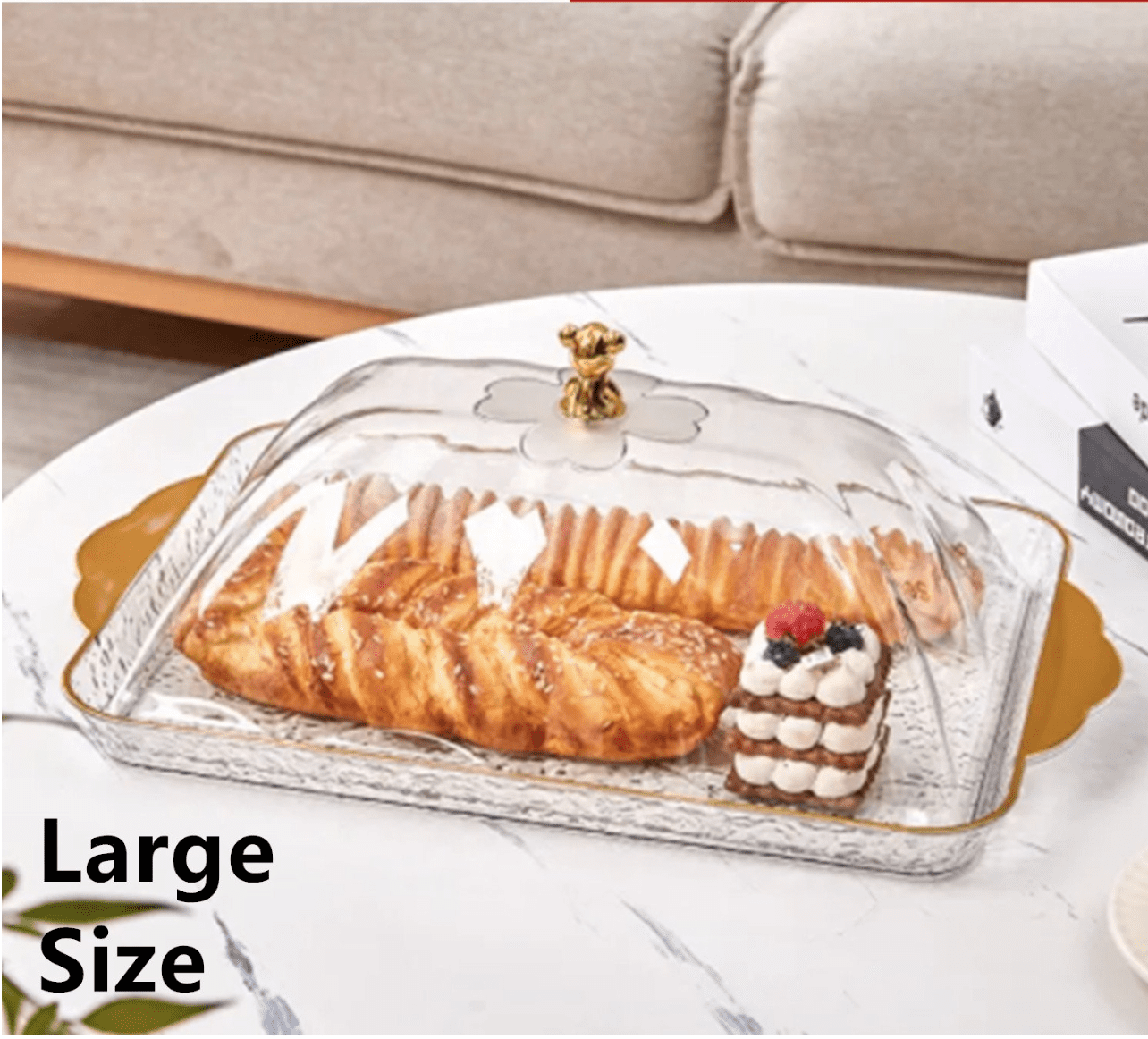 Large Rectangular Cake Plate with Dome Lid – Clear Plastic Dessert ...