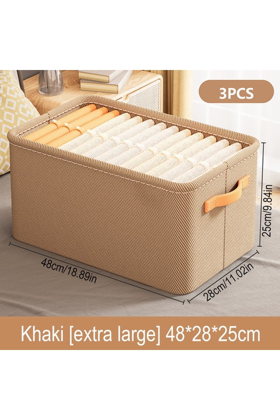 3-Pack Large Storage Bin Basket,Farmhouse Kitchen Pantry Collapsible Storage Box Bins,Foldable Cloth Storage Baskets for Shelves,Cube Organizer with Handles,16.5"X11"X10"