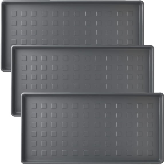 3 Pack Large Waterproof Plastic Boot Trays Durable Multi-Purpose Shoe Mats for Entryway, Pet Food and Water Spill Protection, Indoor Outdoor Utility Tray for Garden, Garage, Mudroom (28"x14")