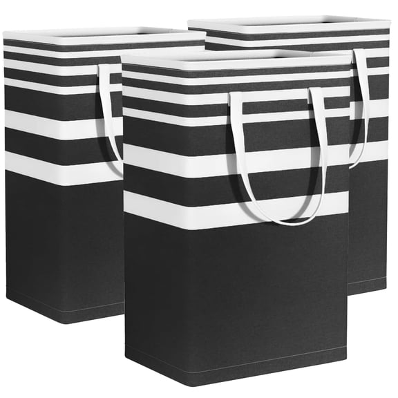 3-Pack Laundry Basket Set Freestanding＆Waterproof Laundry Basket Set 75L Collapsible Tall Clothes Hamper with Easy Carry Handles