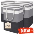 thumbnail image 1 of 3-Pack Laundry Baskets, Freestanding＆Waterproof Laundry Hamper, 75L Collapsible Tall Clothes Hamper with Easy Carry Handles, 1 of 7