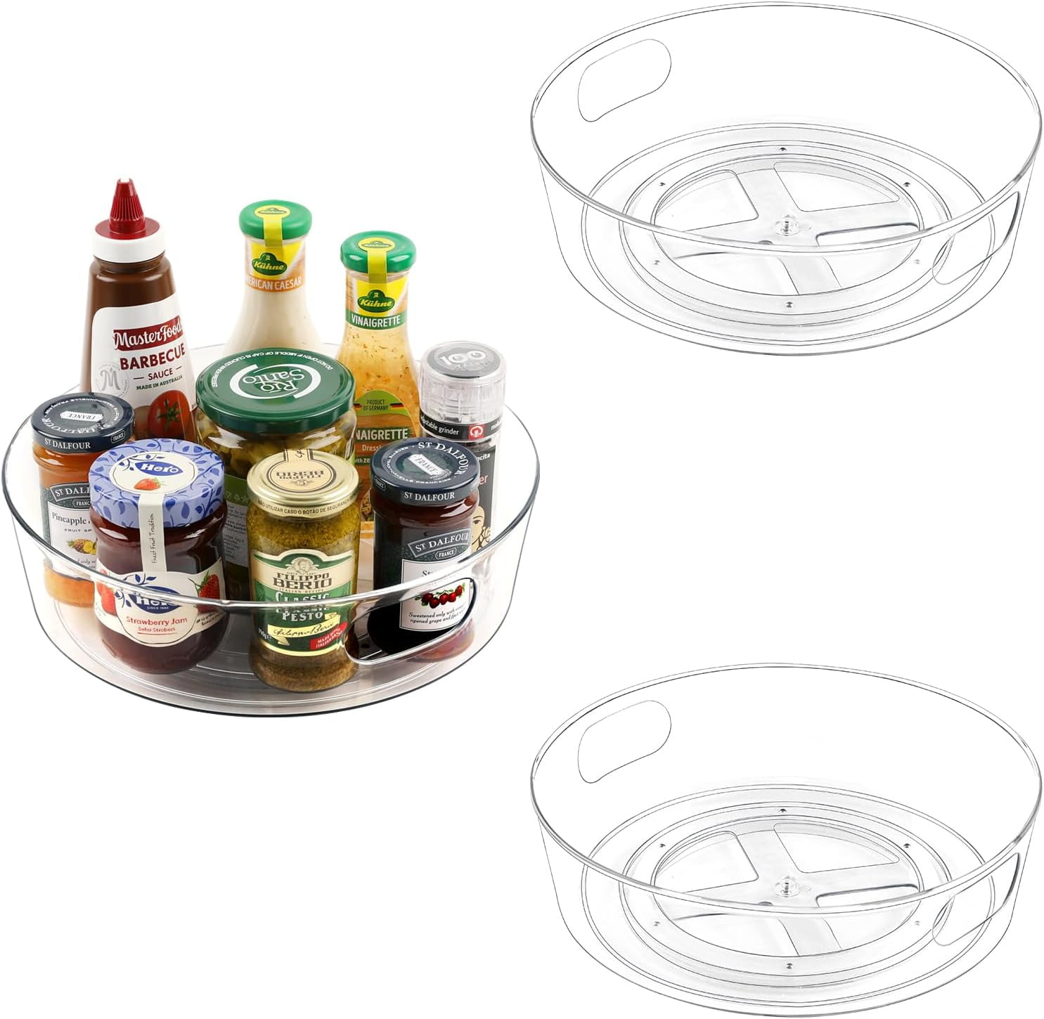 3 Pack Lazy Susan Organizer for Upgraded 11.5" Clear Lazy Susan Turntable with Handles