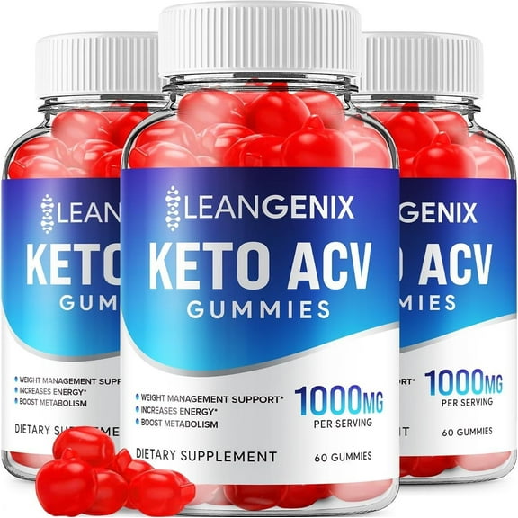 3 Pack LeanGenix Keto ACV Gummies - Official - Keto Lean Genix ACV Advanced Formula Plus Apple Cider Vinegar Dietary Supplement B12 Beet Root Juice Men Women 180 Gummies
