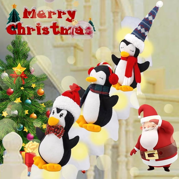3-Pack Led Light-Up Plush Penguin Decorative Toys With 1 Slide Decorative Cover, Decorations For Rooms, Play Areas, Or Parties, Gift Set For Friends & Classmates (Suitable For