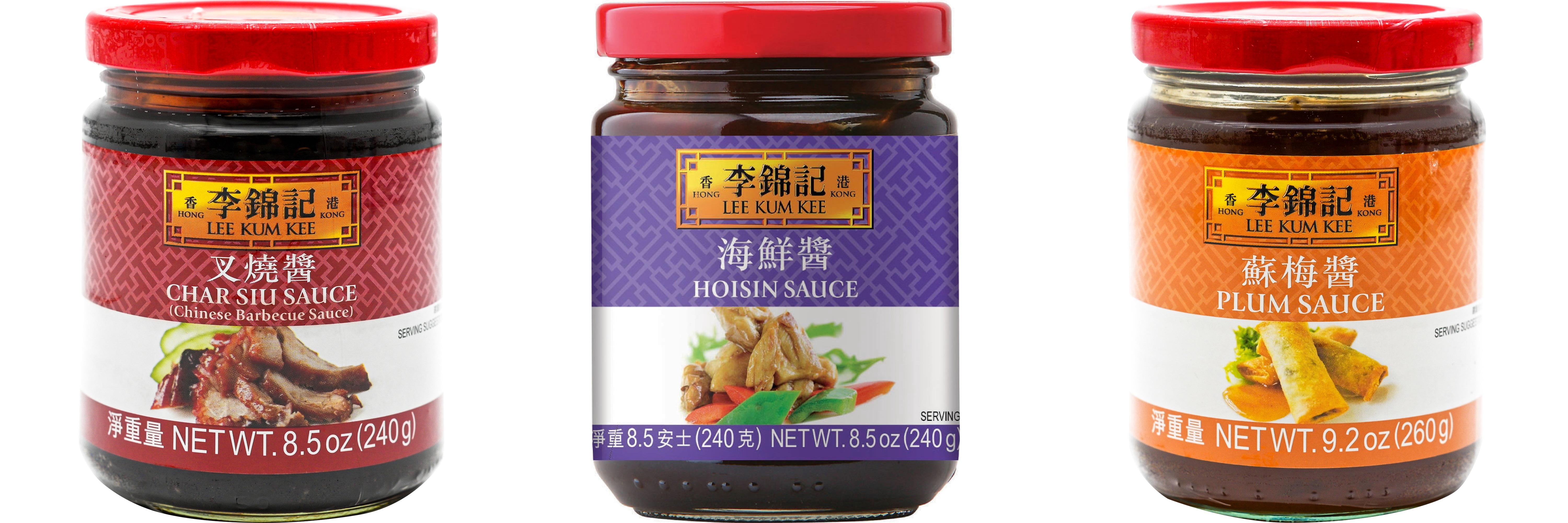3 Pack Lee Kum Kee Cooking Sauce, 3 Flavors(Char Siu Sauce,Hoisin Sauce,Plum Sauce) Plus NineChef Brand Long Handle Coffee Spoon