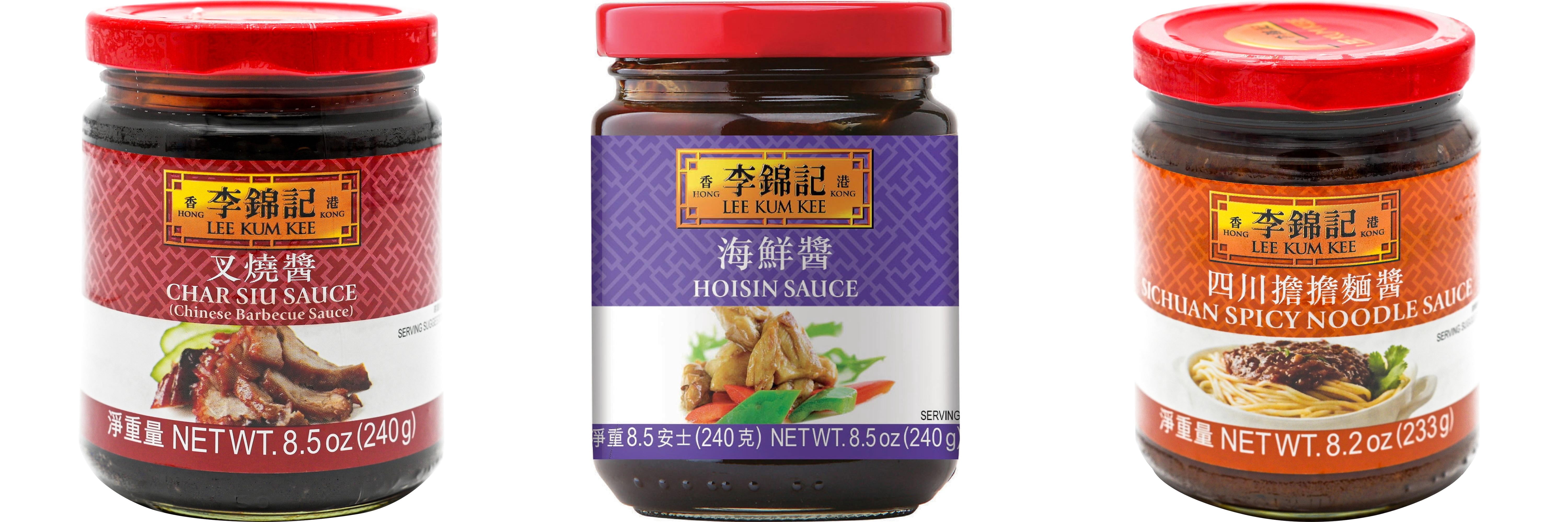 3 Pack Lee Kum Kee Cooking Sauce, 3 Flavors(Char Siu Sauce,Hoisin Sauce,Sichuan Spicy Noodle Sauce) Plus NineChef Brand Long Handle Coffee Spoon