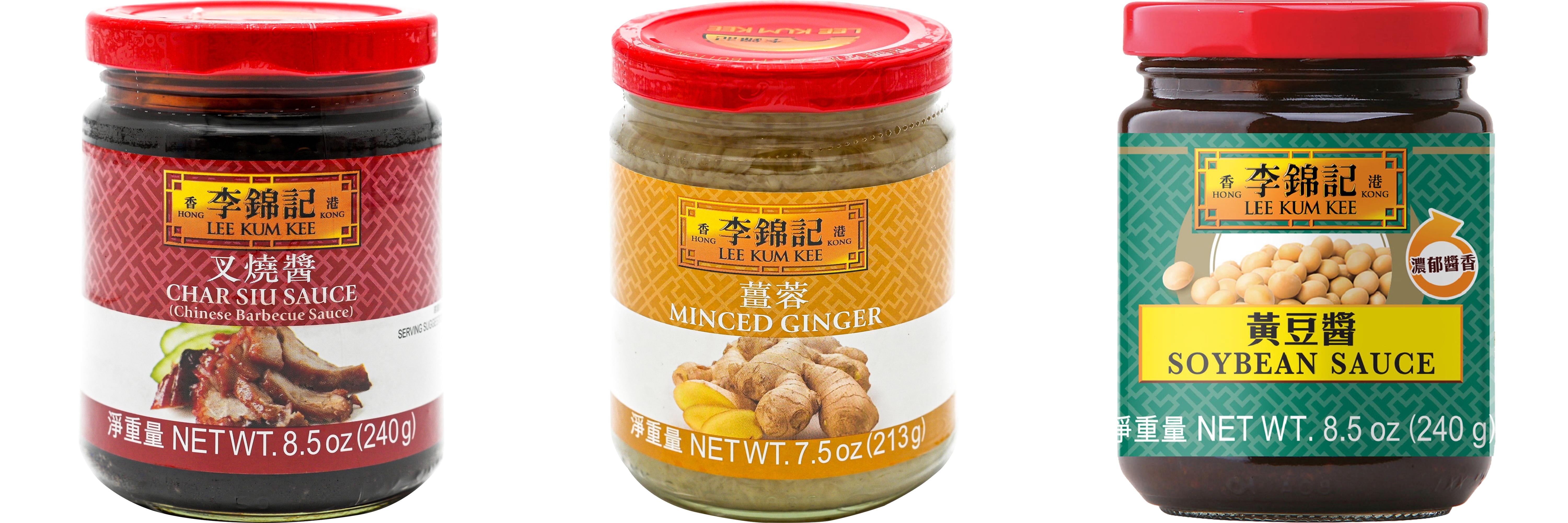 3 Pack Lee Kum Kee Cooking Sauce, 3 Flavors(Char Siu Sauce,Minced Ginger Sauce,Soybean Sauce) Plus NineChef Brand Long Handle Coffee Spoon