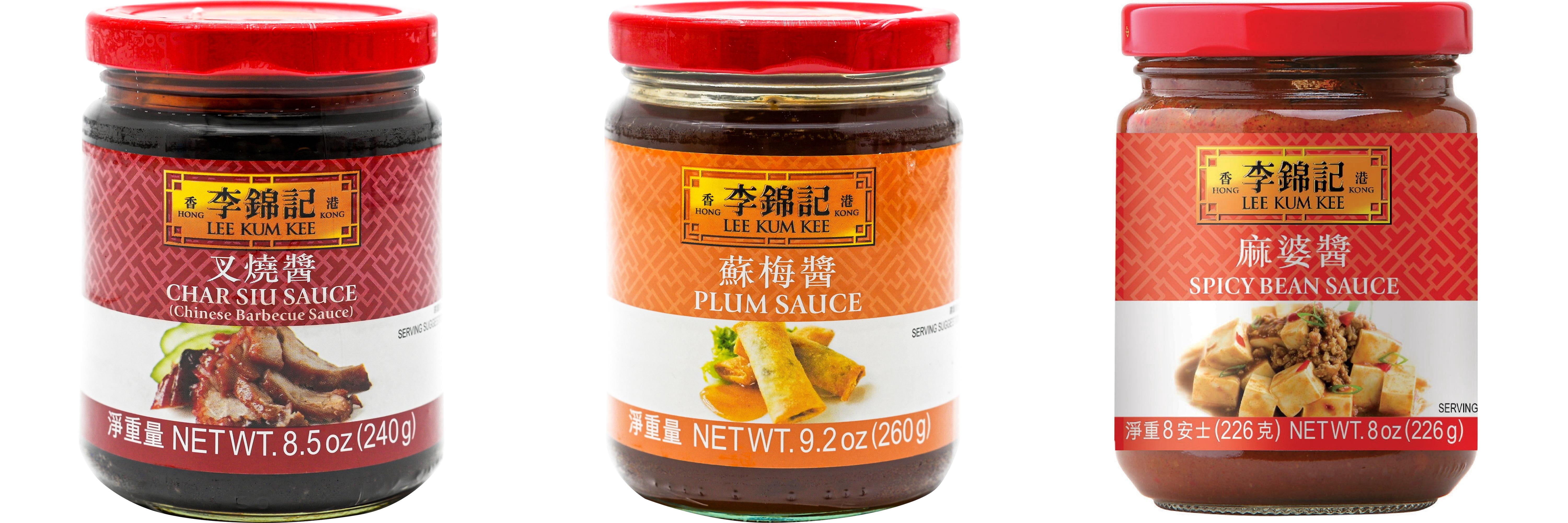 3 Pack Lee Kum Kee Cooking Sauce, 3 Flavors(Char Siu Sauce,Plum Sauce,Spicy Bean Sauce) Plus NineChef Brand Long Handle Coffee Spoon