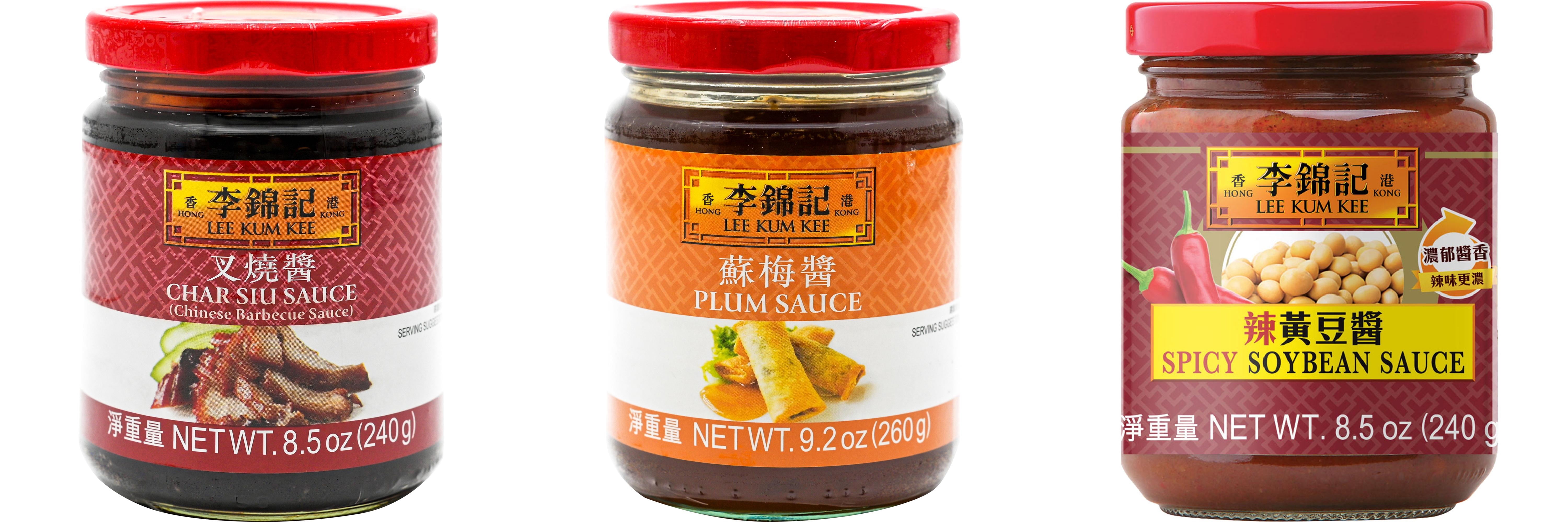 3 Pack Lee Kum Kee Cooking Sauce, 3 Flavors(Char Siu Sauce,Plum Sauce,Spicy Soybean Sauce) Plus NineChef Brand Long Handle Coffee Spoon