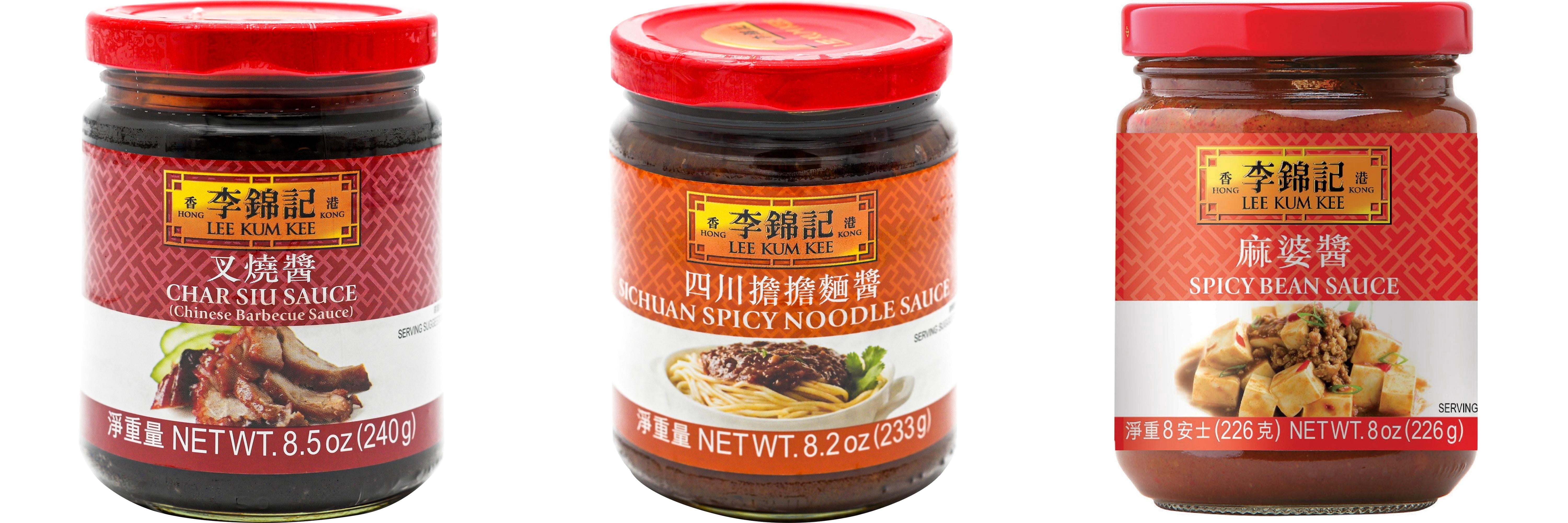 3 Pack Lee Kum Kee Cooking Sauce, 3 Flavors(Char Siu Sauce,Sichuan Spicy Noodle Sauce,Spicy Bean Sauce) Plus NineChef Brand Long Handle Coffee Spoon