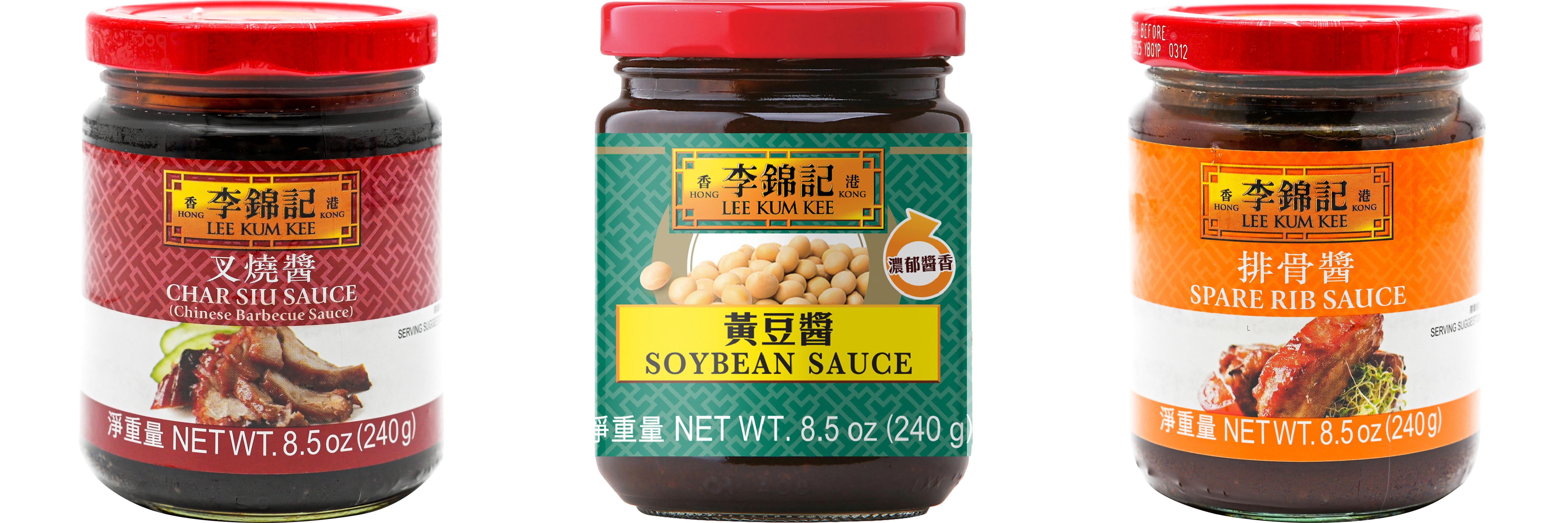 3 Pack Lee Kum Kee Cooking Sauce, 3 Flavors(Char Siu Sauce,Soybean Sauce,Spare Rib Sauce) Plus NineChef Brand Long Handle Coffee Spoon