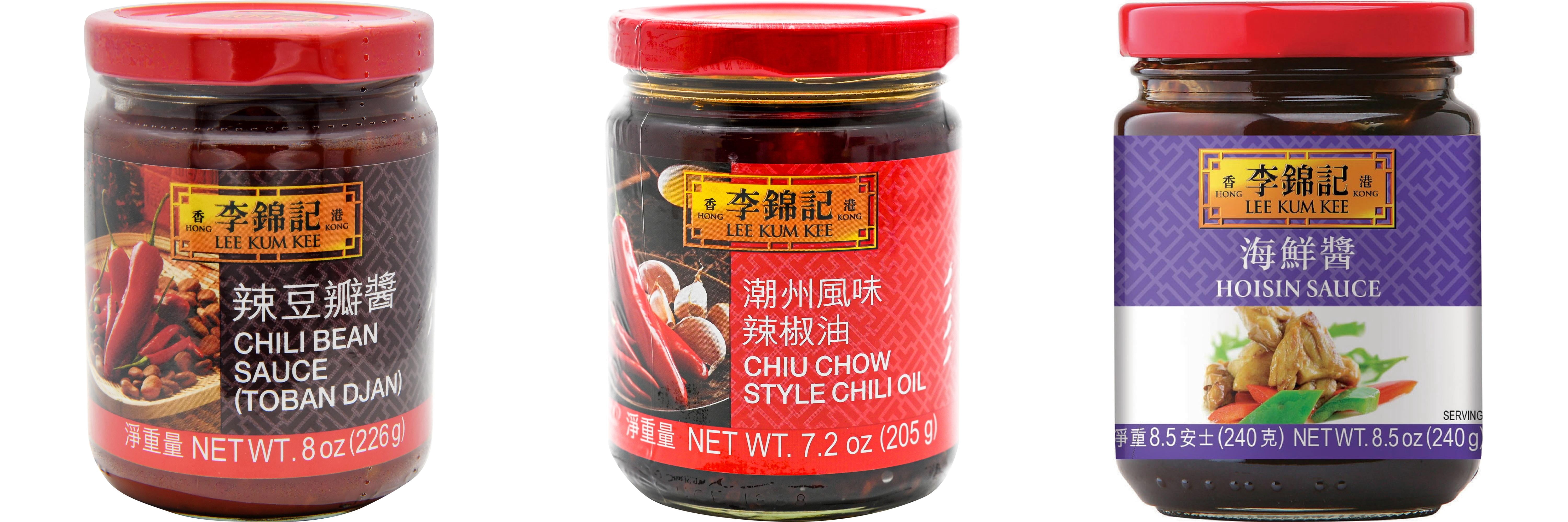 3 Pack Lee Kum Kee Cooking Sauce, 3 Flavors(Chili Bean Sauce,Chiu Chow Chili Oil,Hoisin Sauce) Plus NineChef Brand Long Handle Coffee Spoon