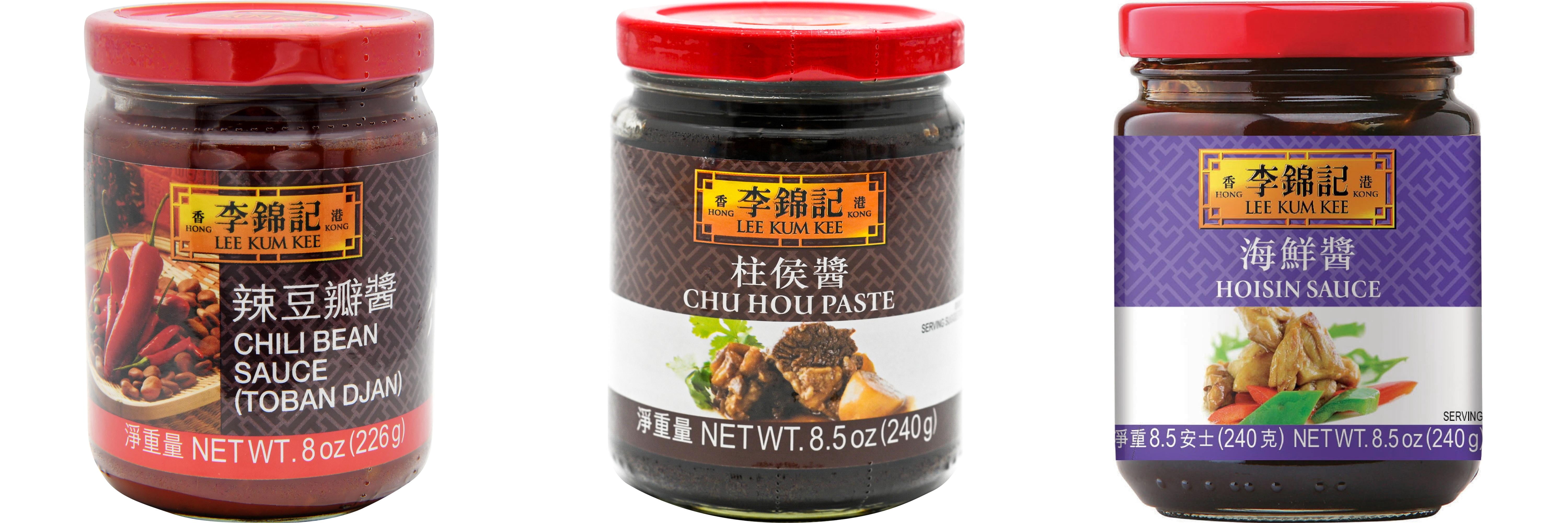 3 Pack Lee Kum Kee Cooking Sauce, 3 Flavors(Chili Bean Sauce,Chu Hou,Hoisin Sauce) Plus NineChef Brand Long Handle Coffee Spoon
