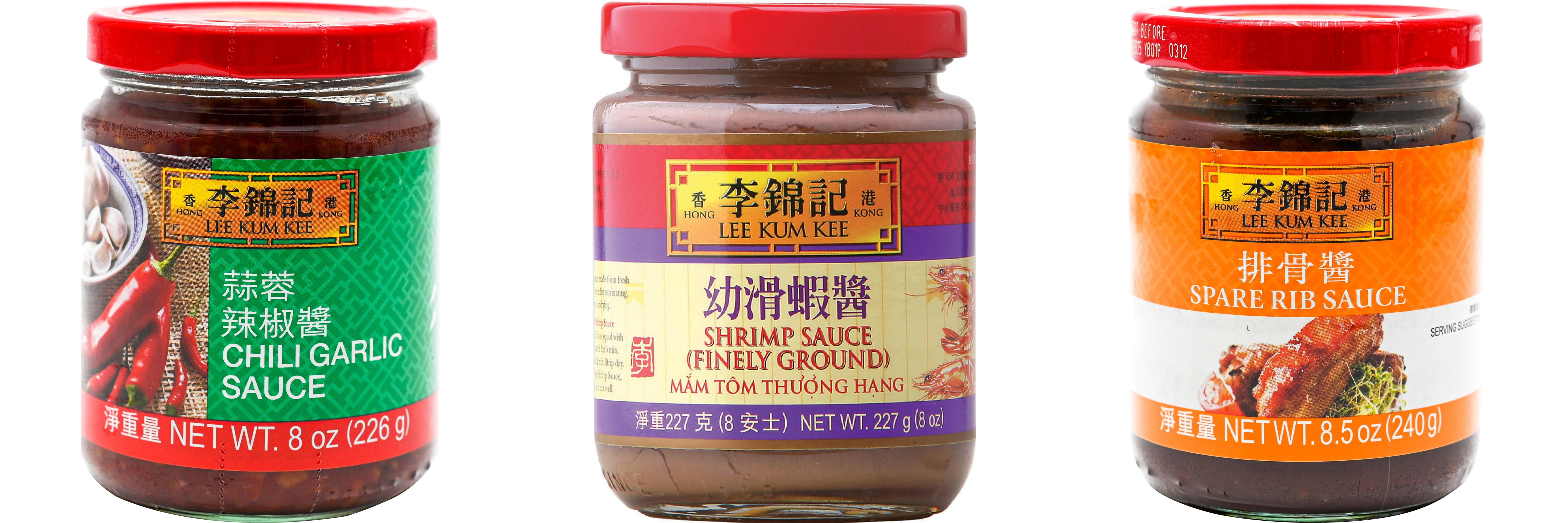 3 Pack Lee Kum Kee Cooking Sauce, 3 Flavors(Chili Garlic Sauce,Finely Shrimp,Spare Rib Sauce) Plus NineChef Brand Long Handle Coffee Spoon