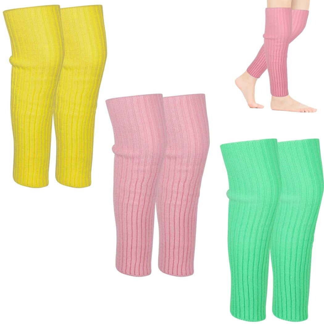 3 Pack Leg Warmers, 80s Neon Leg Warmers Knit Ribbed Ankle Leg Warmers
