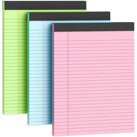 3 Pack Legal Pads 8.5 x 11 Colored Note Pad 8.5 x 11 Notepads Wide Ruled | Writing Pad 8.5 x 11 Pink Legal Pad Paper Tablets 8-1/2 x 11 Lined Paper 30 Sheets/Pad Notepad 8.5 x 11 with Sturdy Back