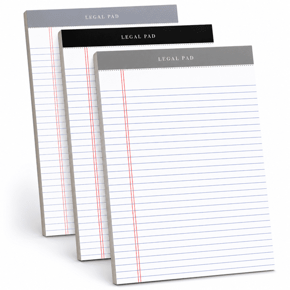 Joyberg Wide Rule Legal Pads Value Pack with 3 Legal Pads, 8.5 x 11 in, White, 75 Sheets, 3 Count, 3 Pack