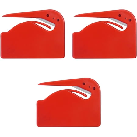 3 Pack Letter Openers Envelope Slitters, Plastic Mail Opener with Blade Paper Knife (Red, M)
