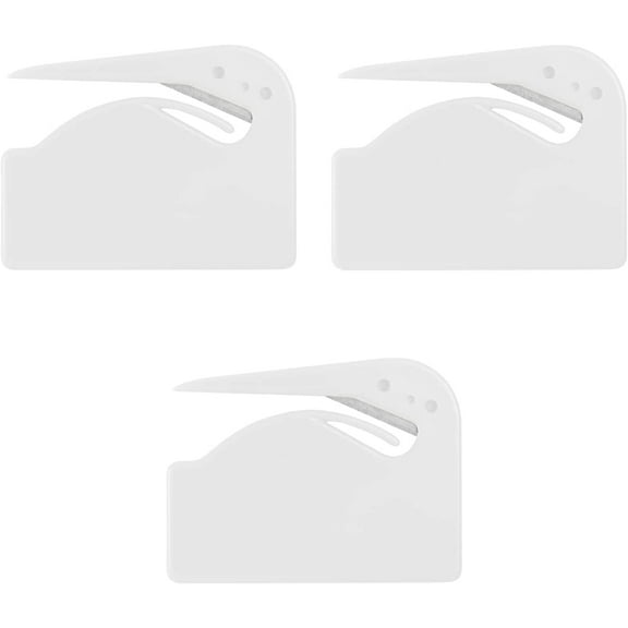 3 Pack Letter Openers Envelope Slitters, Plastic Mail Opener with Blade Paper Knife (White, M)