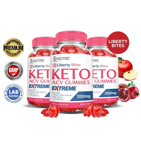 (3 Pack) Liberty Bites Keto Extreme ACV Gummies 2000mg Dietary Supplement 180 Gummys