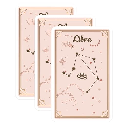 (3 Pack) Libra Zodiac Decals - Astrology Sign - Laptop Decor - 3 Inches On Longest Side - Easy Peel & Apply - Made in USA - 3MCS8368