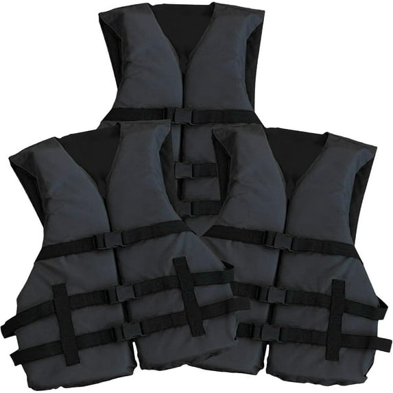 3 Pack Life Jacket Paddle Vest; Coast Guard Approved Type III PFD Life Vest Flotation Device; Jet ski, Wakeboard, Kayak; Ideal Extra Life Jacket for Pontoon Boat