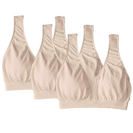 3 Pack Light Beige Bali 103j Bra Seamless Microfiber Crop top