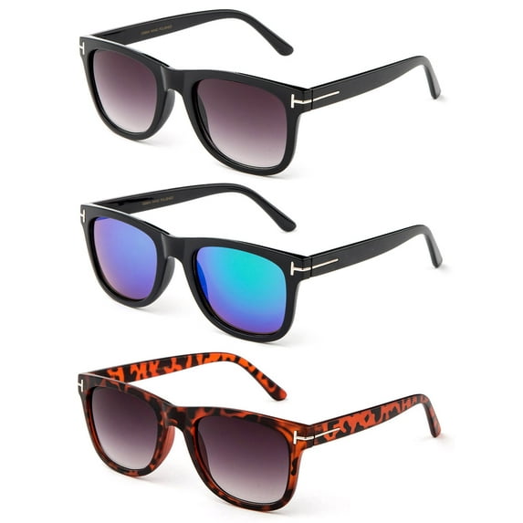 3 Pack Light Comfort Plastic Frame Vintage Fashion Sunglasses for Men for Women Flash Mirror