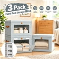 thumbnail image 1 of 3 Pack Light Gray Closet Storage Bins with Lids Front Opening Storage Bin Collapsible Fabric Organizer with Clear Window Dual Handles Closet Clothes Blanket Book Storage Box for Home DIMJ, 1 of 8