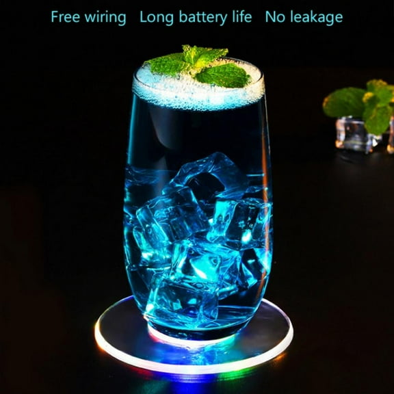 3 Pack Light Up Coasters, LED Bottle Lights, RGB Bottle Glorifier,LED Sticker Coaster Discs Light Up for Drinks,Flash Light Up Cup Coaster