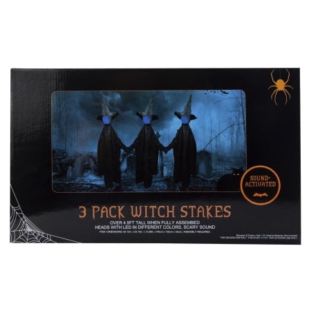 3 Pack Light-Up Witch Stakes Halloween Outdoor Decoration