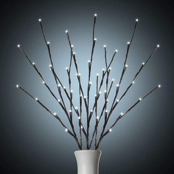 3 Pack Lighted Branches for Vases Plug in - Christmas DIY Twig Pathway Lights with 60 LED Bulbs, Artificial Tree Bendable Xmas Fairy Lights with Stakes(Vase NOT Included)